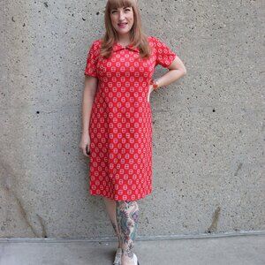 1970s red and white mod dress